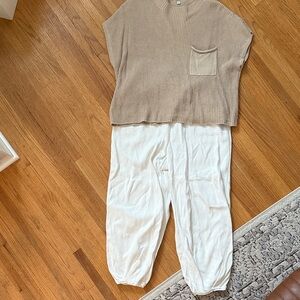 Amazon Tan Top and White Pants Set